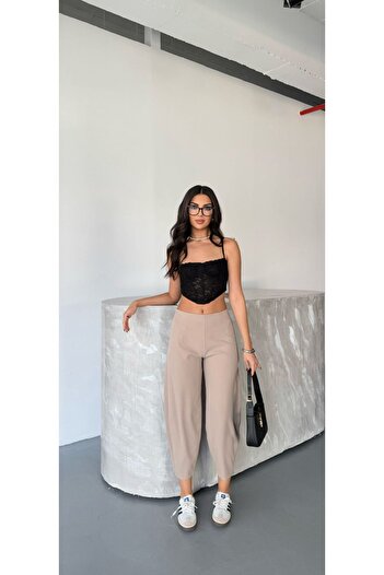 MossMoi Scuba Crepe Fabric Baggy Model Balloon Trousers