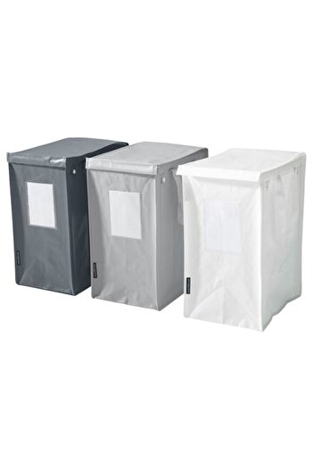 IKEA - Dimpa, Waste Separation Bag, White-Dark Gray-Light Gray, 35 Lt