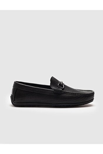 Cabani Black Genuine Leather Men's Loafer