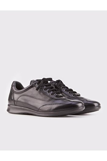 Cabani Genuine Leather Black Lace-Up Men's Shoes