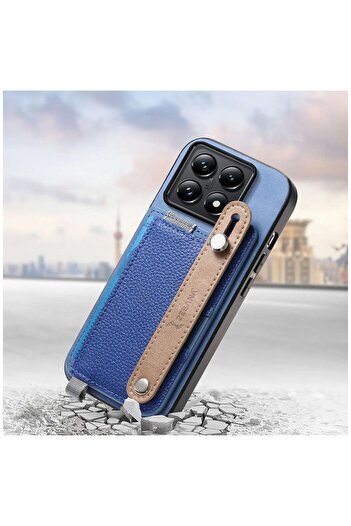 Zebana Xiaomi Mi 14T Uyumlu Kılıf 2in1 Kartlıklı Best Deri Kılıf Mavi