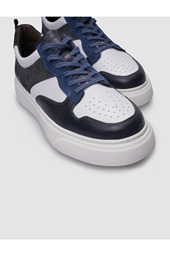 Cabani %100 Hakiki Deri Gri Bağcıklı Erkek Sneaker