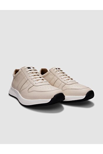 Cabani Genuine Leather Beige Lace-Up Men's Sports Shoes