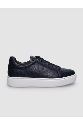Cabani 100% Genuine Leather Navy Blue Lace-Up Men's Sports Shoes