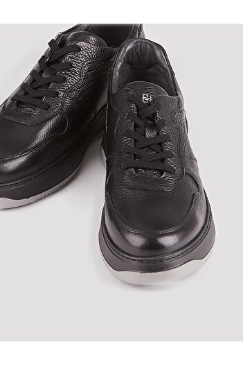 Cabani Hakiki Deri Sneaker Siyah Bağcıklı Erkek Spor Ayakkabı