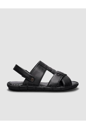 Cabani 100% Genuine Leather Black Men's Daily Sandals