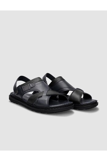 Cabani 100% Genuine Leather Navy Blue Men's Daily Sandals