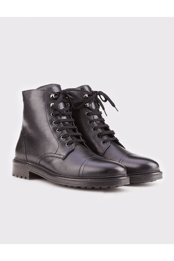 Cabani Ανδρικές casual μπότες από γνήσιο δέρμα Thermo Sole με μαύρο κορδόνι με φερμουάρ