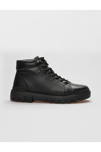 Cabani Genuine Leather Black Lace-Up Men's Casual Boots
