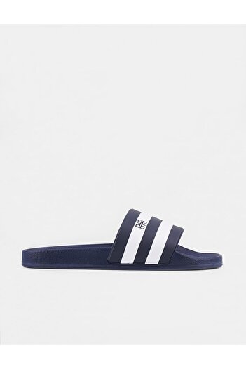 Cabani White Striped Navy Blue Men's Beach Slippers
