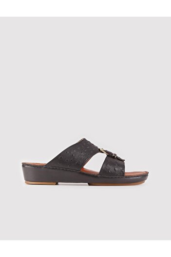Cabani Genuine Leather Ready Sole Black Men's Slippers