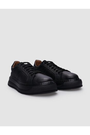 Cabani Black Genuine Leather - 100% Lace-up Women's Sports Shoes