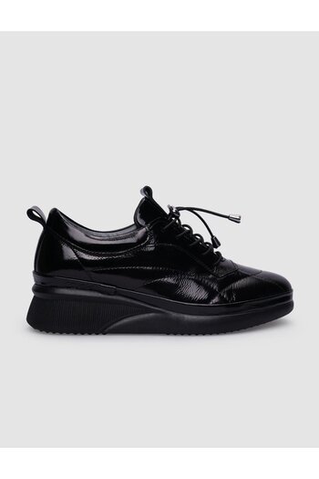 Cabani Black Genuine Leather - Lace-up Women's Casual Shoes