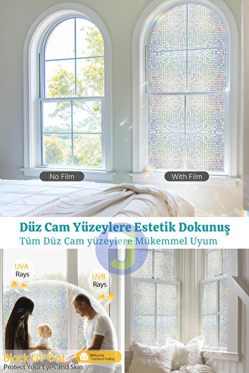 Technojet Statik Buzlu Desenli Cam Kaplama Filmi Duşa Kabin Ofis Balkon Dekorasyon Folyo 60cmx100cm