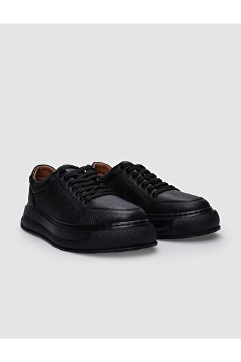 Cabani Black Genuine Leather - 100% Lace-up Women's Sports Shoes