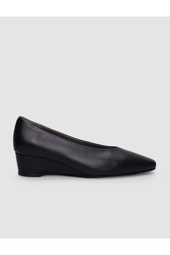 Cabani Black Genuine Leather Wedge Heeled Women's Shoes - 100%