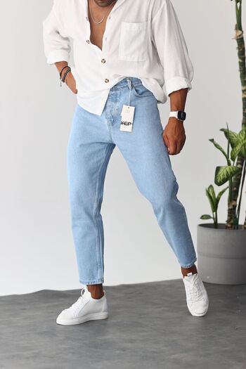 MADZEYMODA Férfi Boyfriend Blue Jeans Jeans