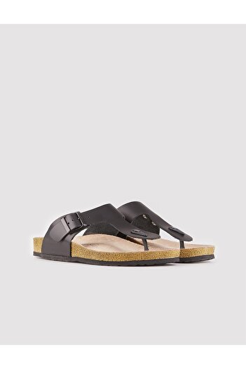 Cabani Genuine Leather Black Flip Flops