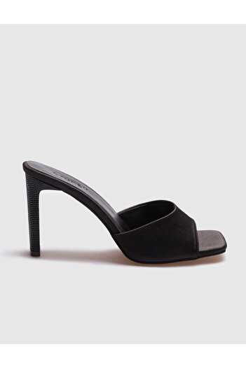 Cabani Crunell Black Satin Women's Heeled Slippers