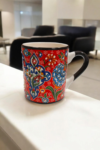 Salizera Ceramic Mug Cup with Tile Motif-Hand Made