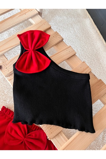 BAHNUR Black Baby Kids Single Sleeve Crop Skirt and Top Set - Summer Set