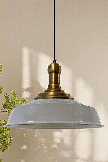 Bamyum Asletl-LongKnob Industrial Vintage Hängelampe  40 cm, Grau Metall Pendelleuchte
