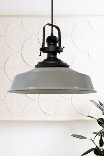Bamyum Asletl Industrial Vintage Hängelampe  40 cm, Grau Metall Pendelleuchte