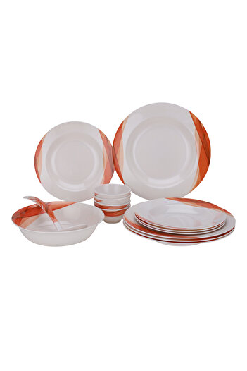 DELCASA 14 Piece Orange Ocean Melamineware Dinner Set- DC2151
