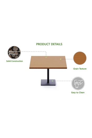 Mahmayi Ristoran Bar Table Square Base - 4 Seater Cocktail Bistro Table for Pub - Light Walnut