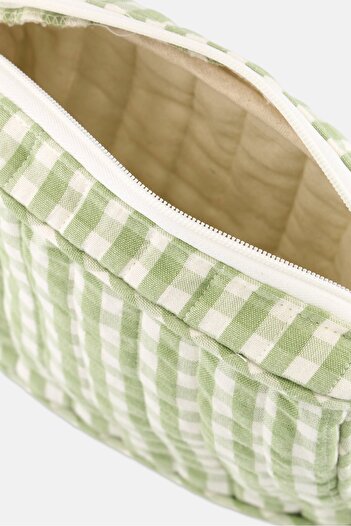 Muy Mucho Women Checkered Toiletry Bag 21 x 16 x 7 cm, Green