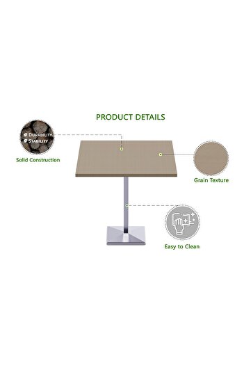 Mahmayi Bar Table Square Base 4 Seater Cocktail Bistro Table for Pub_Linen
