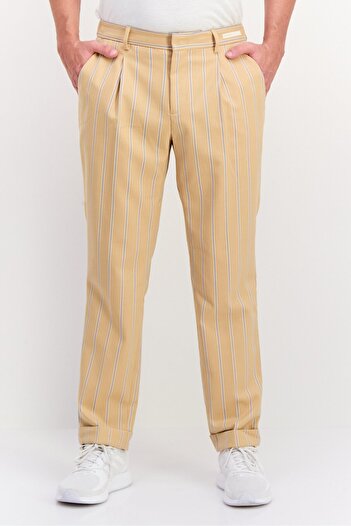 Scotch & Soda Men Regular Fit Stripe Chino Pants, Beige
