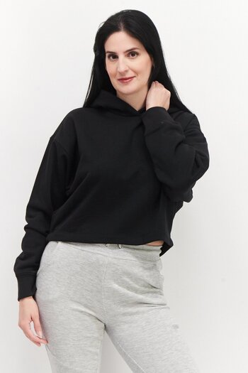 adidas Women Sportswear Fit Long Sleeve Outdoor Crop Sweatshirt, Black