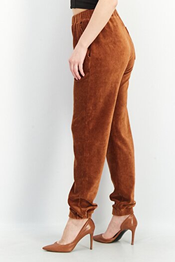 French Connection Women Regular Fit Textured Jogger Pants, Brown
