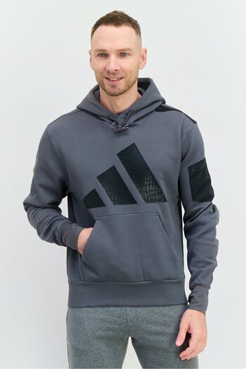 adidas Men Sportswear Fit Long Sleeves Running Sweatshirt, Dark Grey