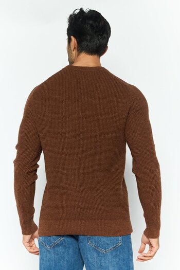 Michael Kors Men Crew Neck Knitted Long Sleeves Sweatshirt, Brown