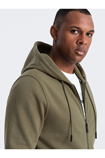 OMBRE BASIC men's cotton stretch sweatshirt - olive V2 OM-SSBZ-0160 S