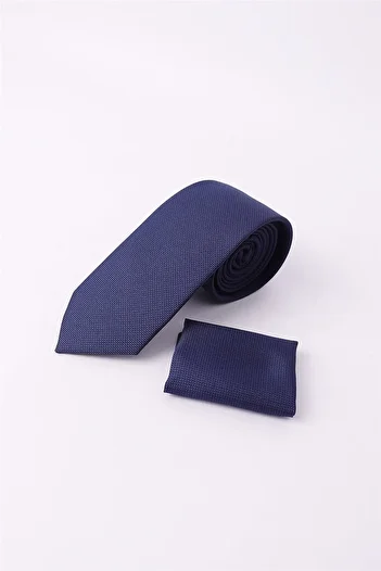 Tudors Plain Men's Indigo Tie with Pocket Handkerchief