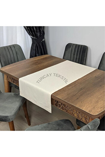 TUNCAY TEKSTİL Simple Plain Unprocessed Linen Runner Ranir Buldan Coffee Table Cover Table Top Cloth Fireplace 50x100