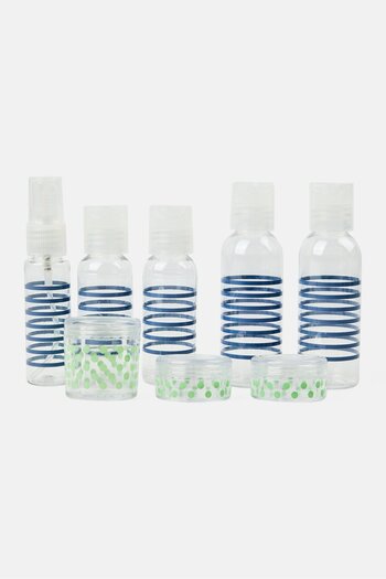Miamica 12 Pcs Stripe Travel Bottle Set, Transparent