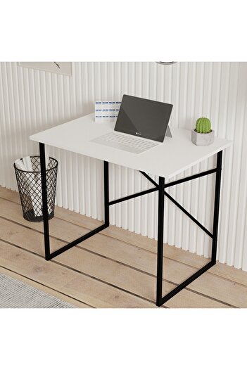 HOMS Industrial style desk Coby white, metal/pale, 90 cm