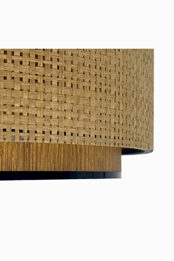 Vivido Home Modern Doğal Hazeran Rattan Hasır Avize, Ahşap Desenli