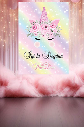 UNICORN Temalı Kişiye Özel Isimli 70x100 cm Ölçüsünde Branda Afiş