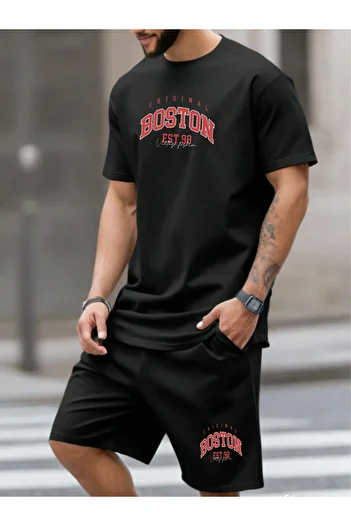DEEPSENCE Men's Black 2-Piece Shorts and T-Shirt Set - Boston