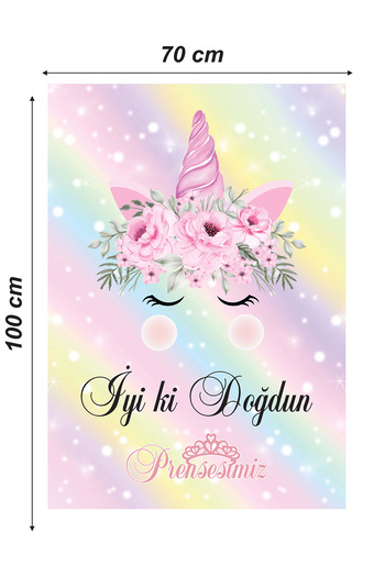 UNICORN Temalı Kişiye Özel Isimli 70x100 cm Ölçüsünde Branda Afiş