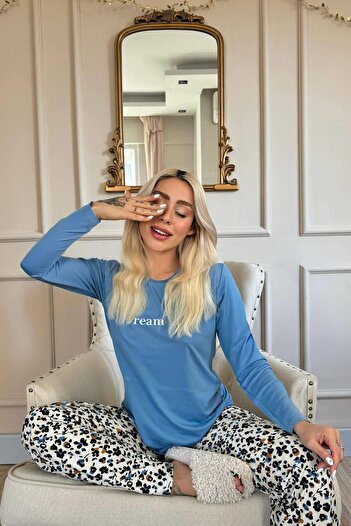 Pijamaevi Dream Big Patterned Bamboo Long Sleeve Women's Pajamas Set