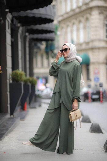 NS Moda Hijab Fenne Set Khaki Model-512