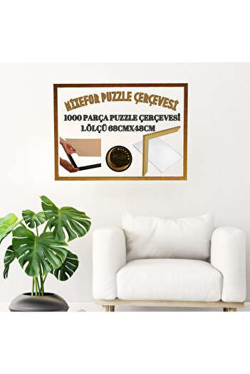 mixefor Puzzle Frame 1000 Pieces 68cm X 48cm Metalic Gold Color Frame Shatterproof Plexiglass on the Front
