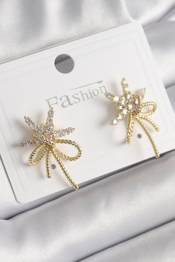 BESKAR Brass Gold Color Zircon Stone Star Knot Model Women's Earrings