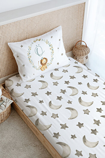 Tuğba Kuğu Little Lion Series Single Fitted Sheet Set - Letter O